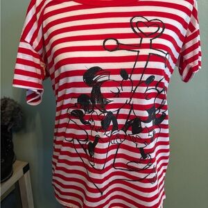Disney Cruise Line Red and White Striped Shirt